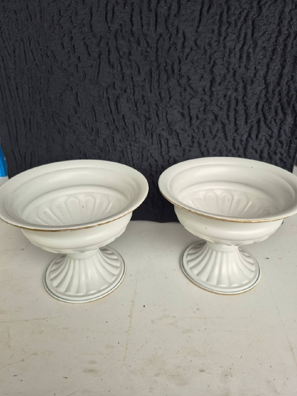 Hobby Lobby White Pedestal Bowls with Gold Trim (Set of 2)